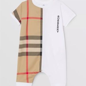 NWT Baby Burberry check panel cotton play suit
